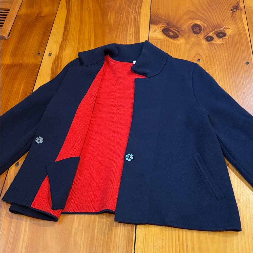 MOTH M Navy/Red Amoruso Cardigan Jacket Single Snap Collar